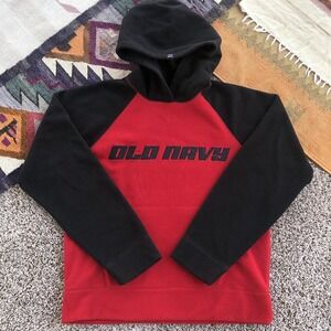 Vintage Old Navy 94 Hoodie Mens M Spellout Colorblock Logo Fleece Sweatshirt Y2K